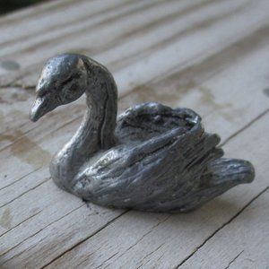 Vintage~Pewter~SWAN~Figurine~Beautiful Detail~Metal Animal Statue~Elegant Fine